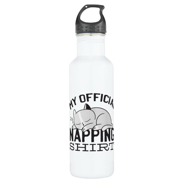 My official napping shirt - Lazy sleeping Cat 710 Ml Water Bottle (Front)