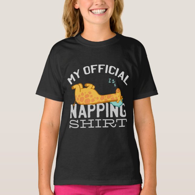My official napping shirt - Lazy sleeping Giraffe (Front)