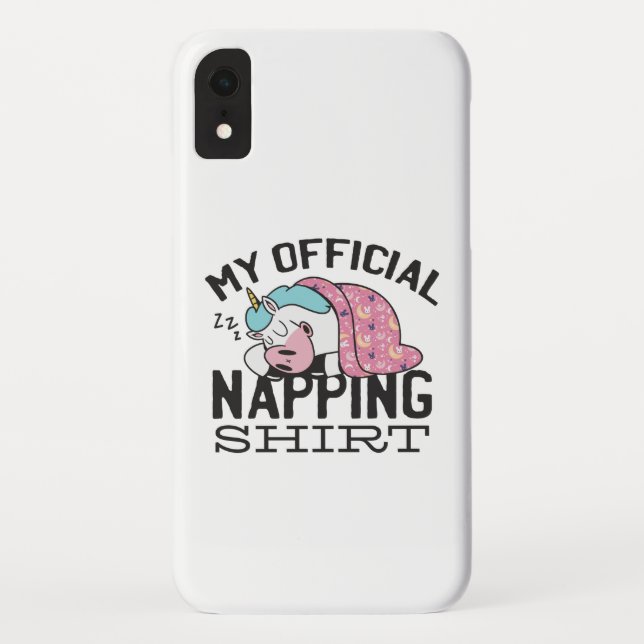 My official napping shirt - Lazy sleeping Unicorn Case-Mate iPhone Case (Back)