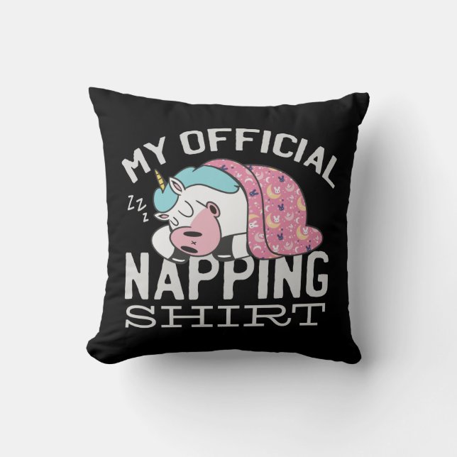 My official napping shirt - Lazy sleeping Unicorn Cushion (Front)