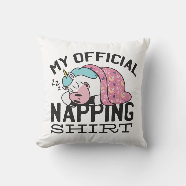 My official napping shirt - Lazy sleeping Unicorn Cushion (Front)