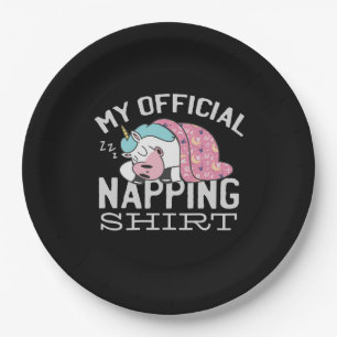 My official napping shirt - Lazy sleeping Unicorn Paper Plate