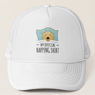 My official napping shirt with sleeping Dog Trucker Hat