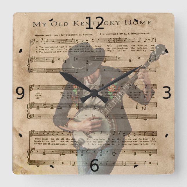 MY OLD KENTUCKY HOME SQUARE WALL CLOCK (Front)
