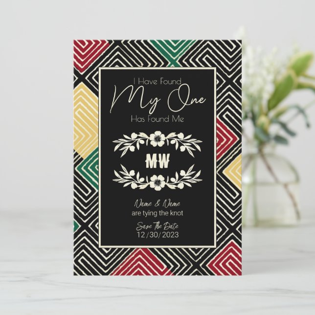 MY ONE Has Found Me Tribal African Wedding Save The Date (Standing Front)