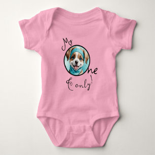 My One & Only Photo Script Minimalist Pink Baby Bodysuit