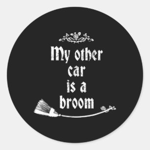 My Other Car Is A Broom Halloween Classic Round Sticker