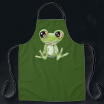 My Other Green Frog Friend Apron<br><div class="desc">Apron with My Other Green Frog Friend adorable cute artwork design illustration by TheFabricSeal print on demand shop at Zazzle.com #ZazzleMade https://www.zazzle.com/store/thefabricseal The shop also has another adorable green frog image design drawing. Perfect for mixing and matching product selections. All of our shop’s designs are available for customisation processes with...</div>