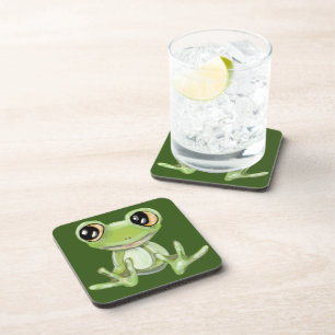 My Other Green Frog Friend Beverage Coaster