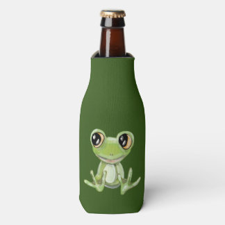 My Other Green Frog Friend Bottle Cooler