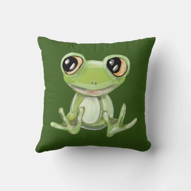 My Other Green Frog Friend Throw Pillow (Back)