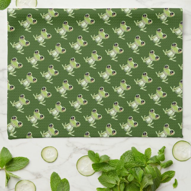 My Other Green Frog Kitchen Towel (Folded)