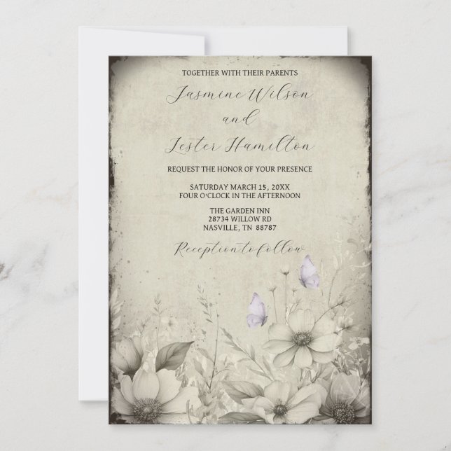 My Other Half Butterfly Wildflower Wedding Invitation (Front)