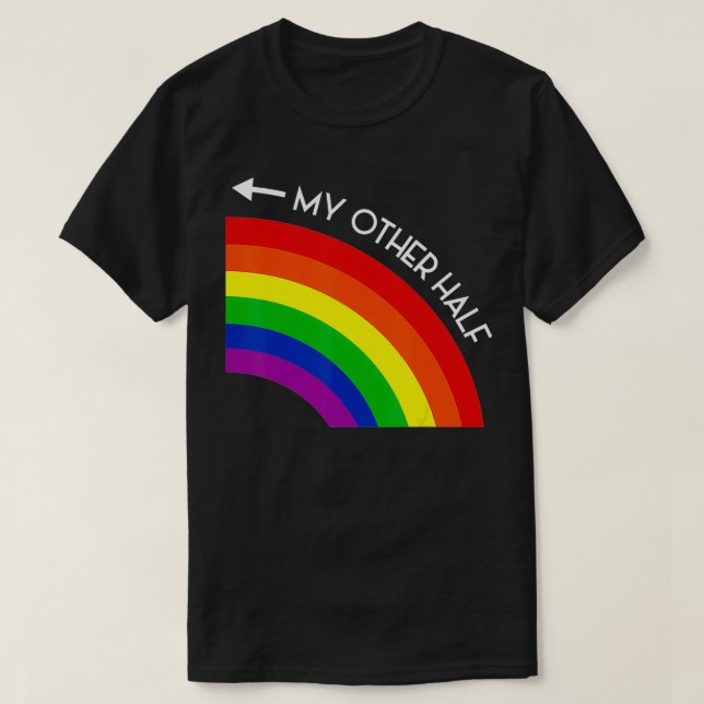 My Other Half Gay Couple Rainbow Pride Cool LGBT A T-Shirt (Design Front)
