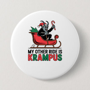 My Other Ride Is Krampus Krampus Riding Sleigh 7.5 Cm Round Badge