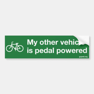 "My other vehicle is pedal powered" bumper sticker