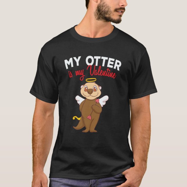 My Otter Is My Valentine Sea Otters Cupid Valentin T-Shirt (Front)