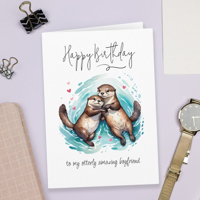 My Otterly Amazing Boyfriend Otter Pun Birthday Card (My Otterly Amazing Boyfriend Otter Pun Birthday Card)