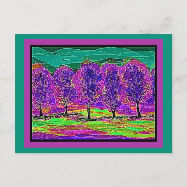 My Own Computer Art Purple Trees  Postcard (Front)