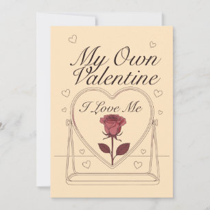 My Own Valentine Rose Mirror Self-Love Design Holiday Card