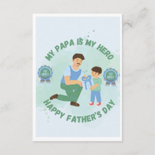 My Papa Is My Hero Cute Boy Father's Day Flat  Card