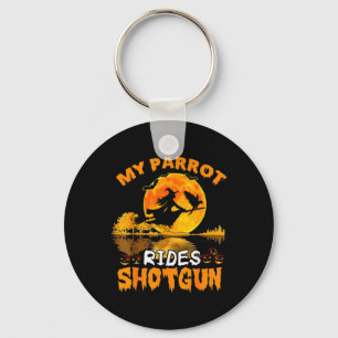 My Parrot Rides Shotgun Witch Fly Broomstick T Hal Key Ring