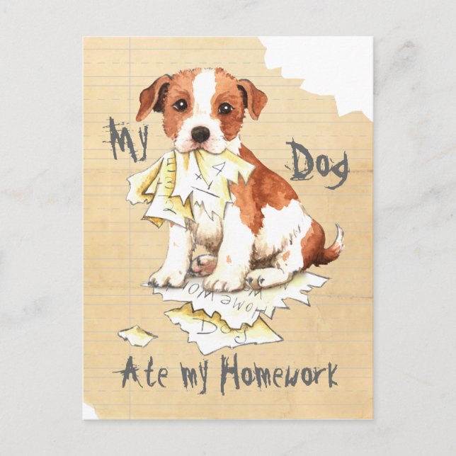 My Parson Russell Terrier Ate My Homework Postcard (Front)