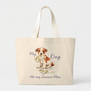 My Parson Russell Terrier Ate My Lesson Plan Large Tote Bag