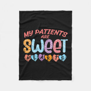 My Patients Sweet Hearts Valentine Day Nurse Scrub Fleece Blanket