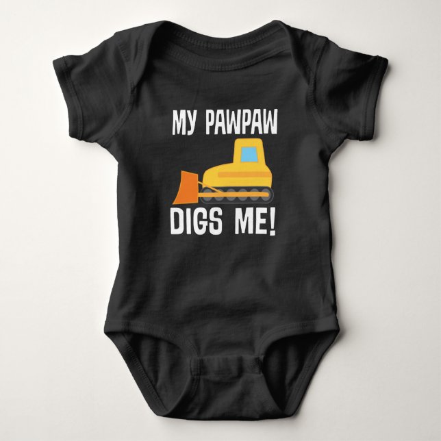 My PawPaw Loves Me Construction Truck Baby Bodysuit (Front)