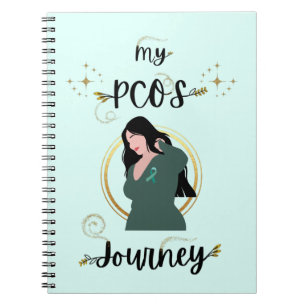 My PCOS Journey - Woman With Teal Ribbon Gold Notebook