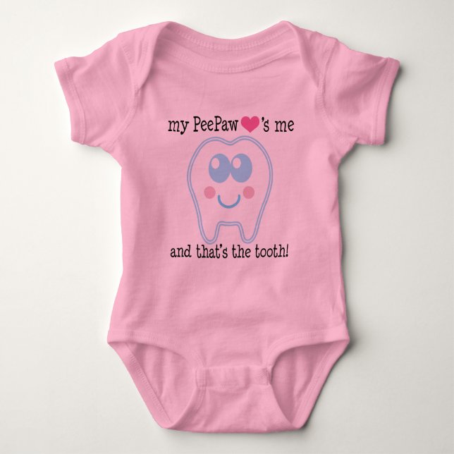 My Peepaw Loves Me Tooth Baby Bodysuit (Front)