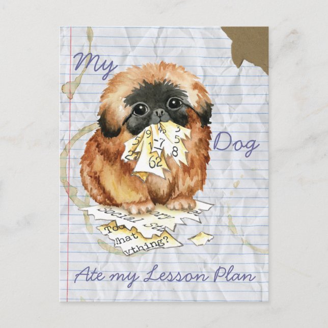 My Pekingese Ate my Lesson Plan Postcard (Front)