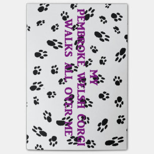 my pembroke welsh corgi walks on me.png post-it notes