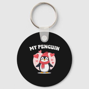 My Penguin Cute Love Hearts Valentine Romance Fun  Key Ring