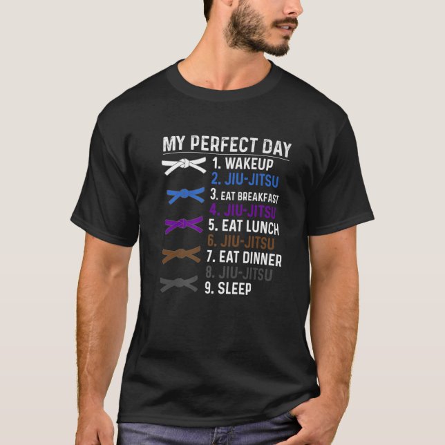 My Perfect Day Brazilian Jiu Jitsu BJJ Fighter Rol T-Shirt (Front)