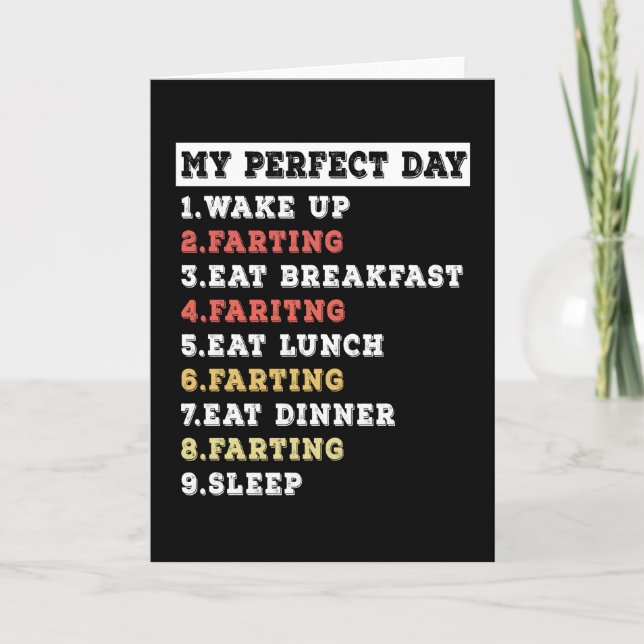 My perfect day farting card (Front)