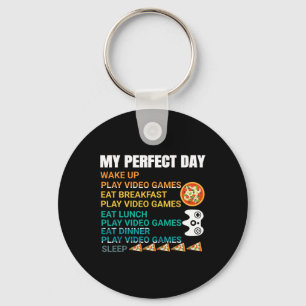 My Perfect Day Pizza Video Games Gamer Controller  Key Ring