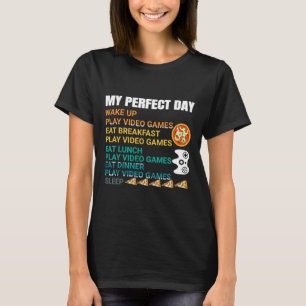 My Perfect Day Pizza Video Games Gamer Controller  T-Shirt