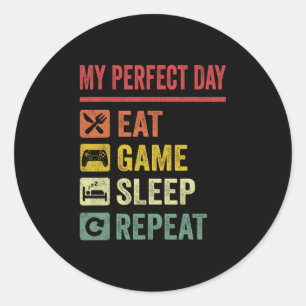 My Perfect Day Video Games Funny Cool Gamer Tee Gi Classic Round Sticker