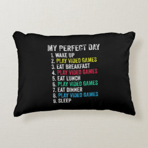 My Perfect Day Video Games Funny Grandson Gamer Decorative Cushion