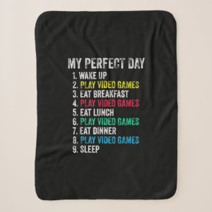 My Perfect Day Video Games Funny Grandson Gamer Sherpa Blanket