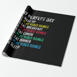 My Perfect Day Video Games Funny Grandson Gamer Wrapping Paper