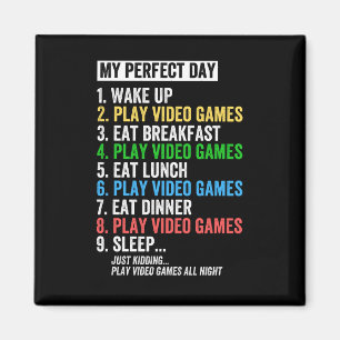 My perfect day, wake up, play video games, magnet