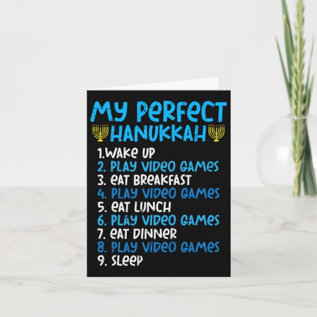 My Perfect Hanukkah Video Game Chanukah Jew Men Bo Card (Front)