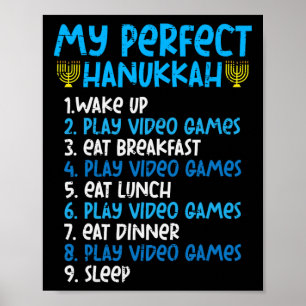 My Perfect Hanukkah Video Game Chanukah Jew Men Bo Poster