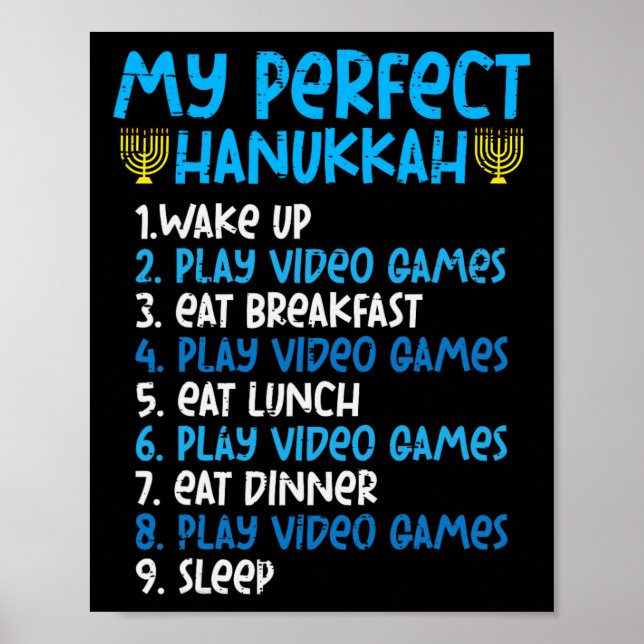 My Perfect Hanukkah Video Game Chanukah Jew Men Bo Poster (Front)
