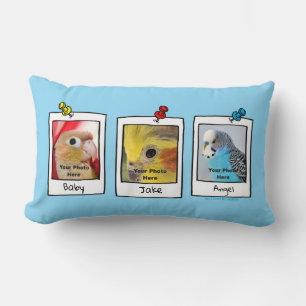 My Pet Birds Retro Custom Photo Collage Lumbar Cushion
