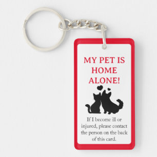 My Pet, Dog is Home Alone Card Keychain