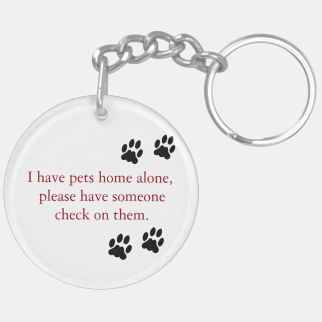My pet is home alone photo keychain (Back Left)
